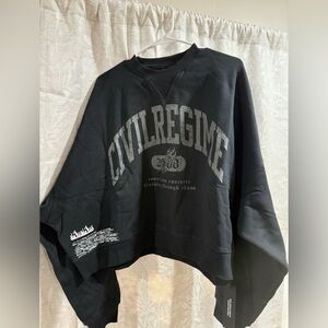 Civil Regime Black Womans Large Crop top Graphic Sweatshirt